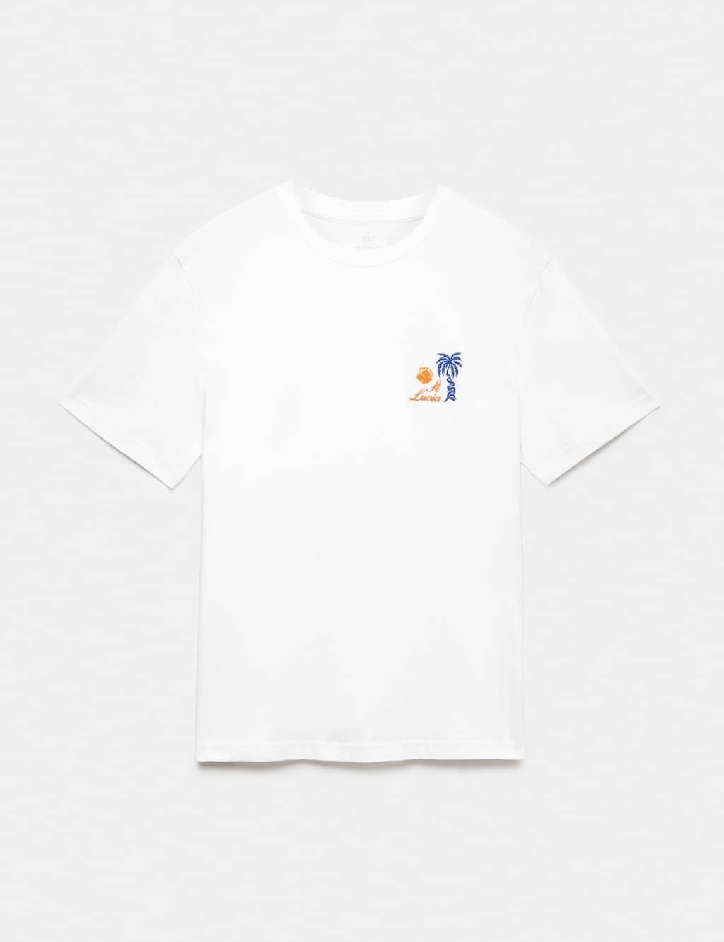 Marks & Spencer M&S Pure Cotton St Lucia Graphic T-Shirt White