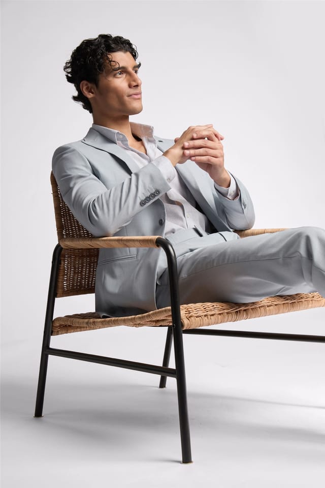 Ted Baker Ted Baker Men's Single Breasted One Button Slim Fit Suit Jacket in Baby Blue - 3