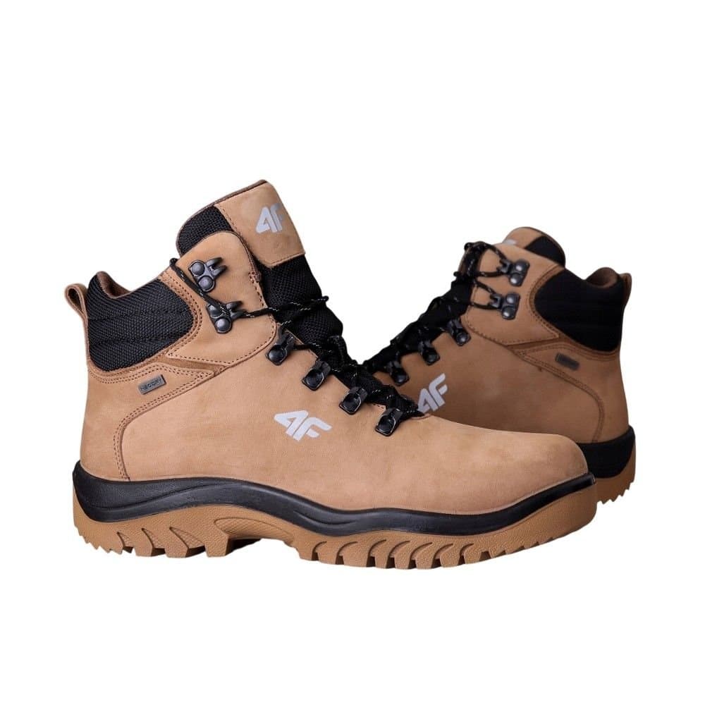 4F 4F Men's OBMH257 Leather Hiking Boots in Beige