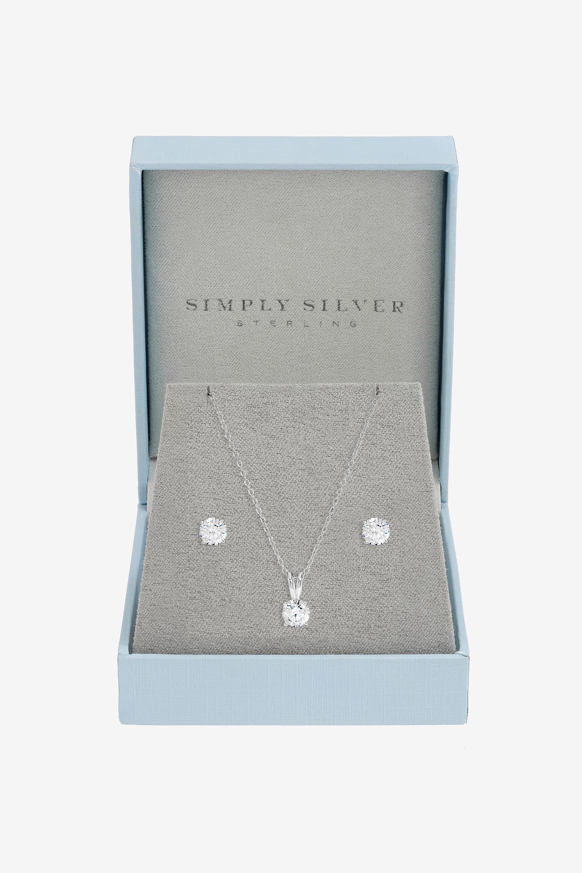 Simply Silver Simply Silver Women's Sterling Silver Plated Solitaire Set - Gift Box