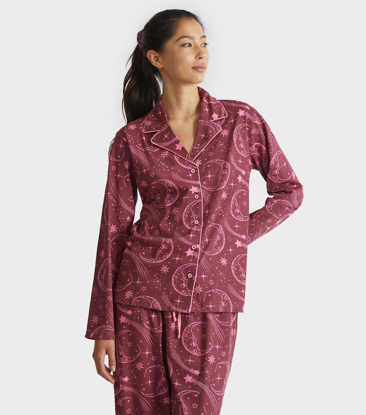 Skinnydip Skinnydip Burgundy Celestial Print Pyjama Set