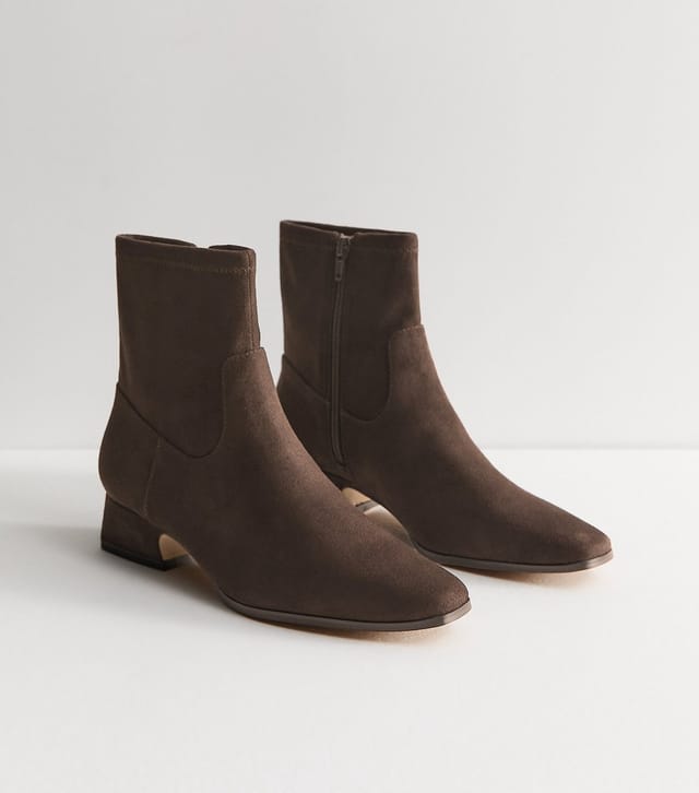New Look Women's Brown Faux Suede Panelled Ankle Boots Vegan New Look - 3