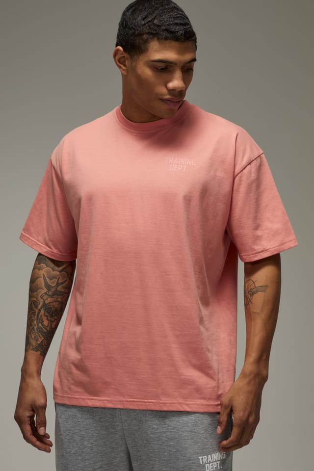 Training Dept. Training Dept. Men's Training Dept Oversized Embossed T-shirt in Pink - 3