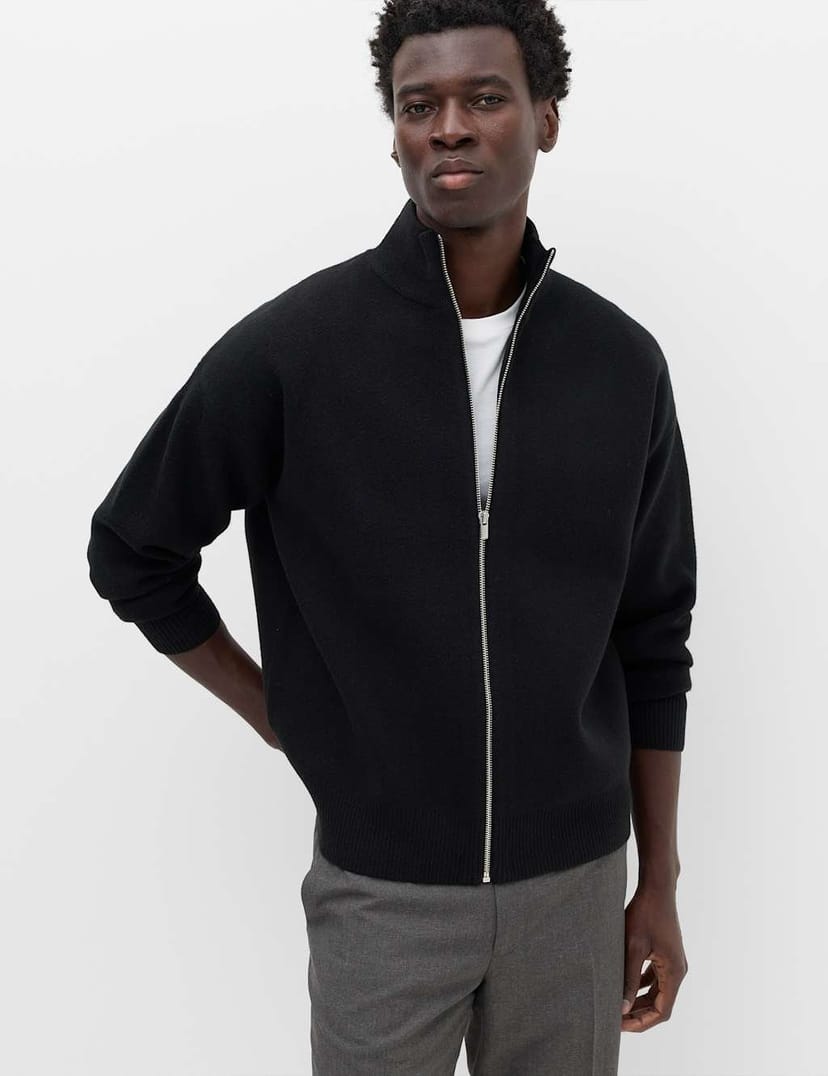 Marks & Spencer M&S Relaxed Fit Zip Through Funnel Neck Jacket Black - 1