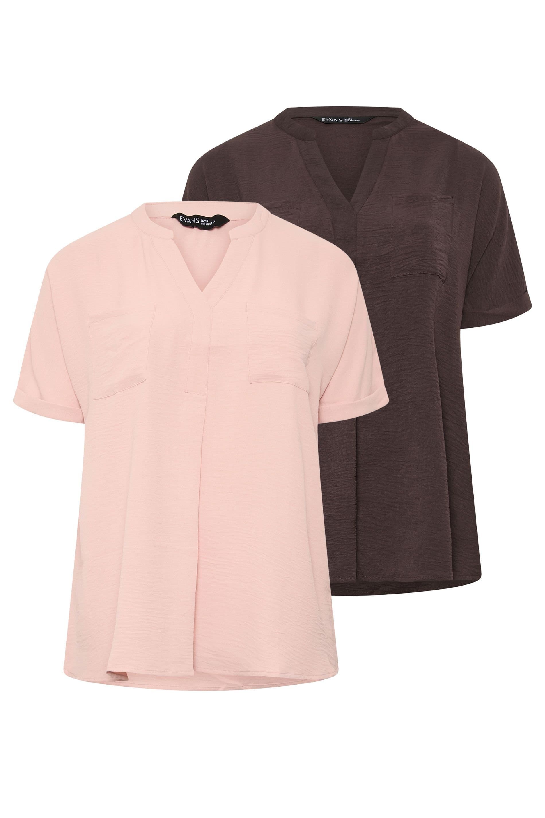 Evans Evans Women's 2 Pack Utility Shirts in Brown