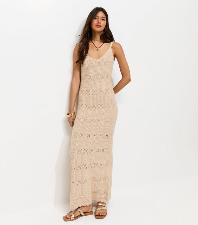 New Look Women's Cream Cotton Rich Stitch Detail Maxi Dress New Look - 2