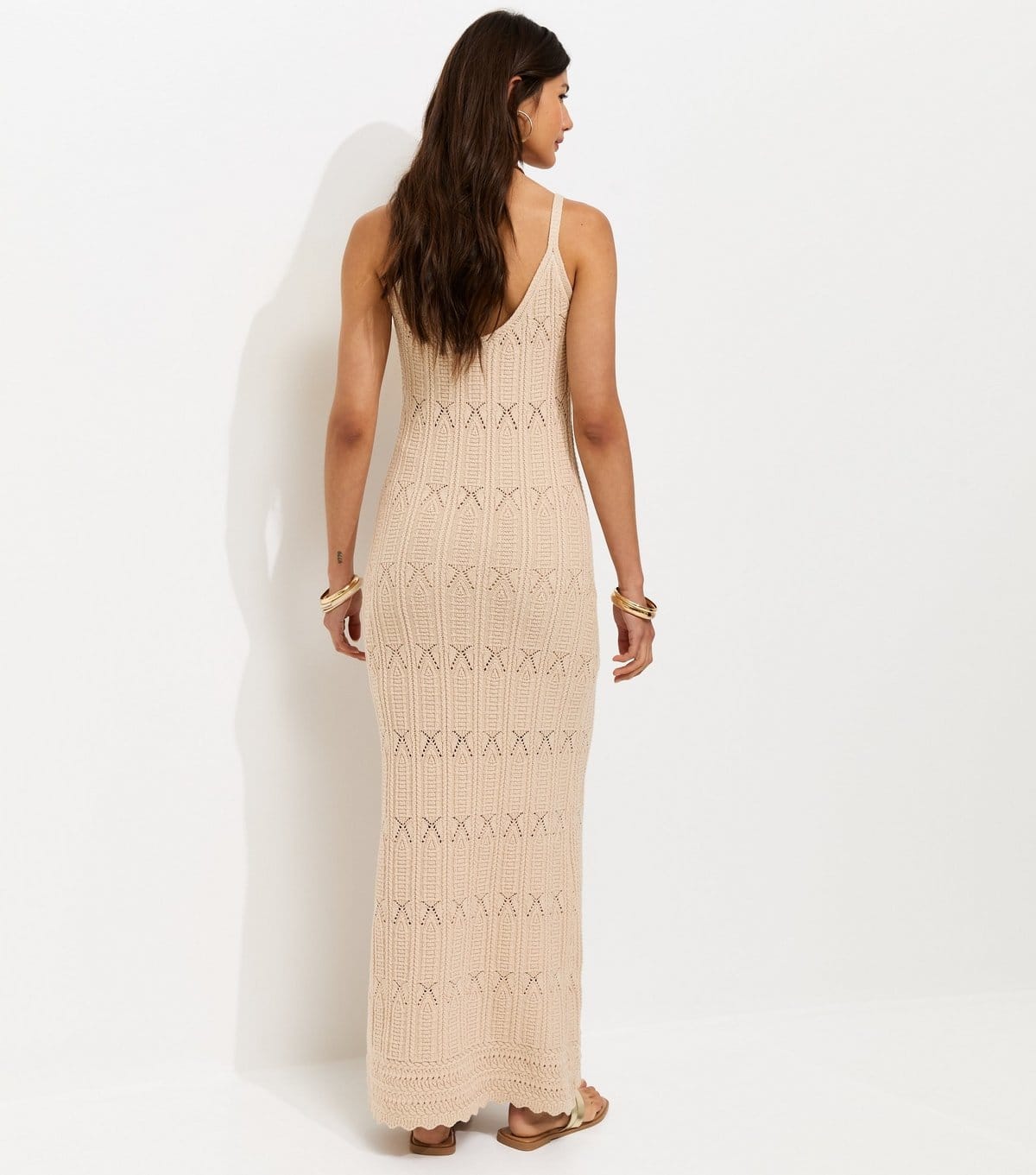 New Look Women's Cream Cotton Rich Stitch Detail Maxi Dress New Look - 4