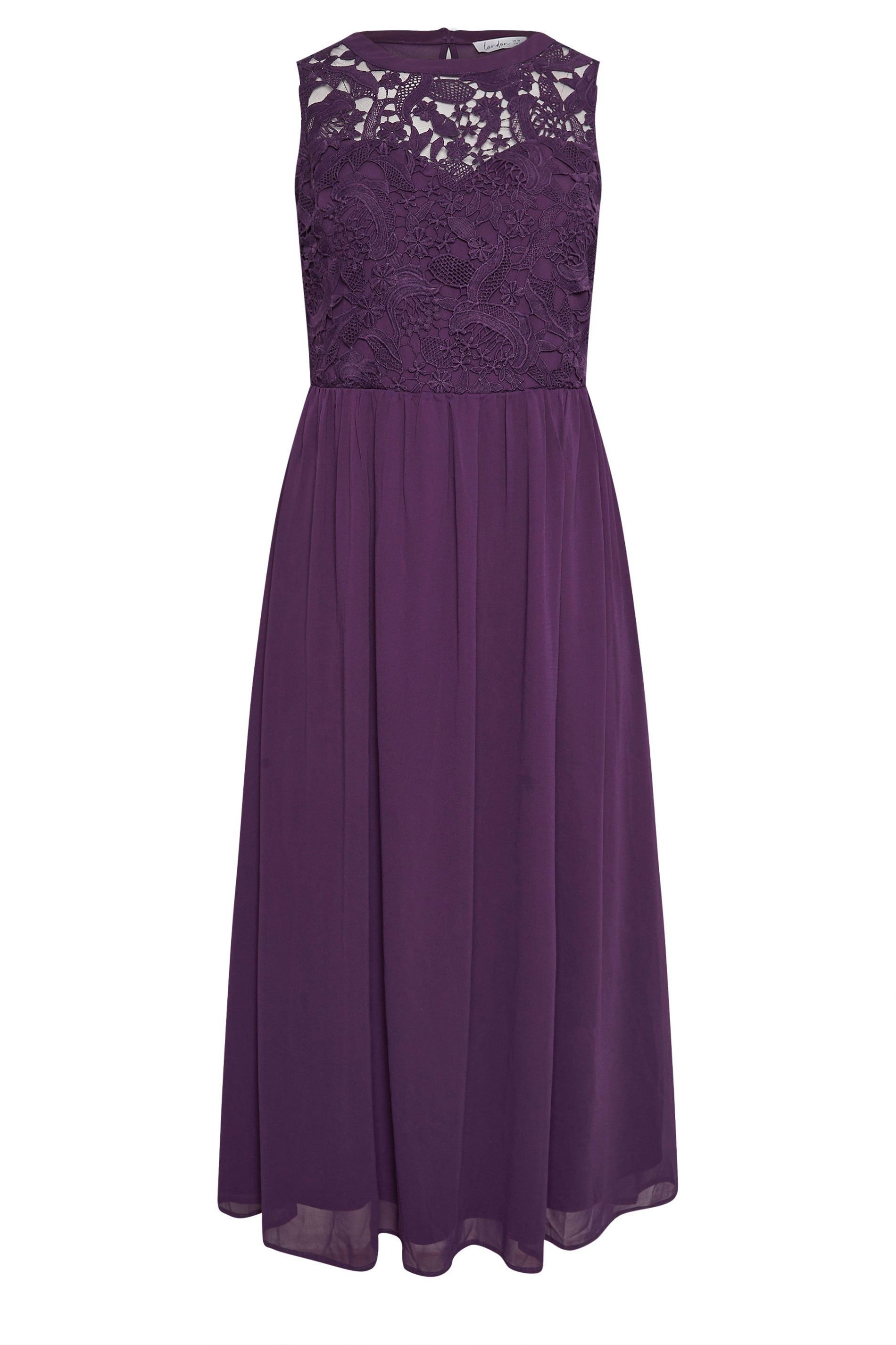 Yours Yours Women's Lace Bodice Maxi Dress in Purple - 2