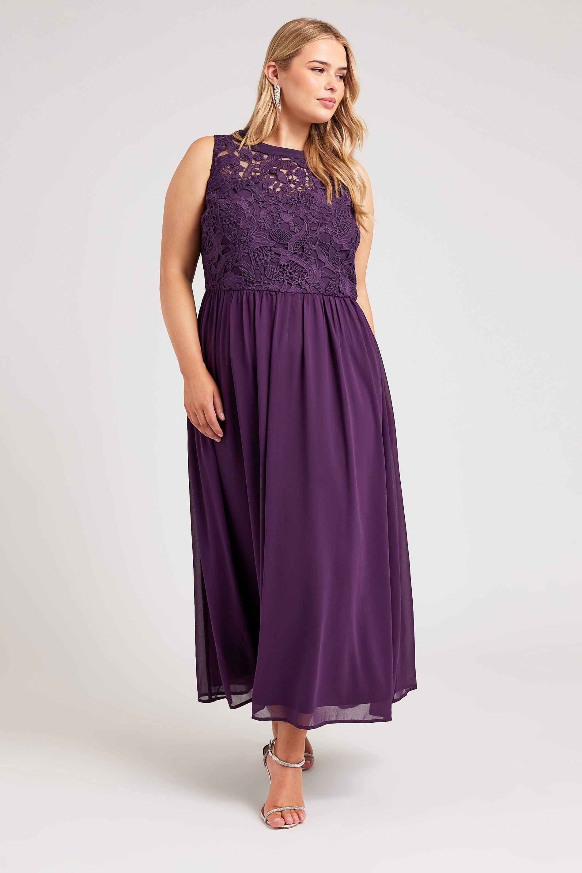 Yours Yours Women's Lace Bodice Maxi Dress in Purple - 4