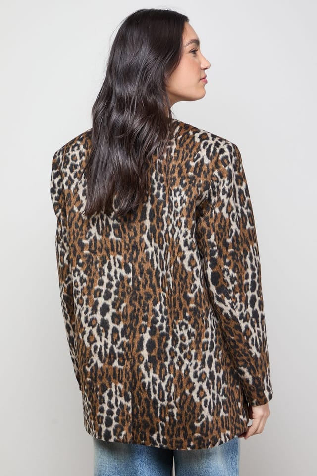 Oasis Oasis Women's Collarless Blazer Coat in Animal - 3