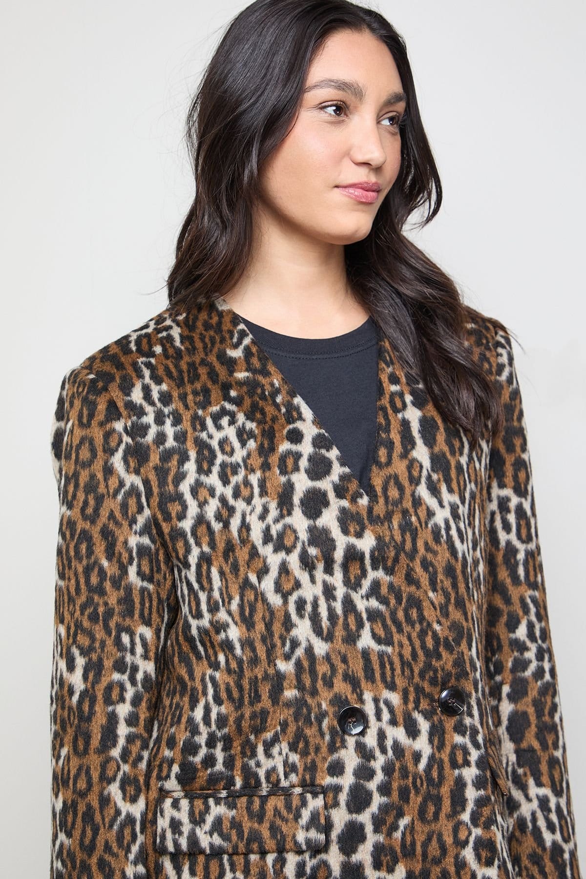 Oasis Oasis Women's Collarless Blazer Coat in Animal - 4