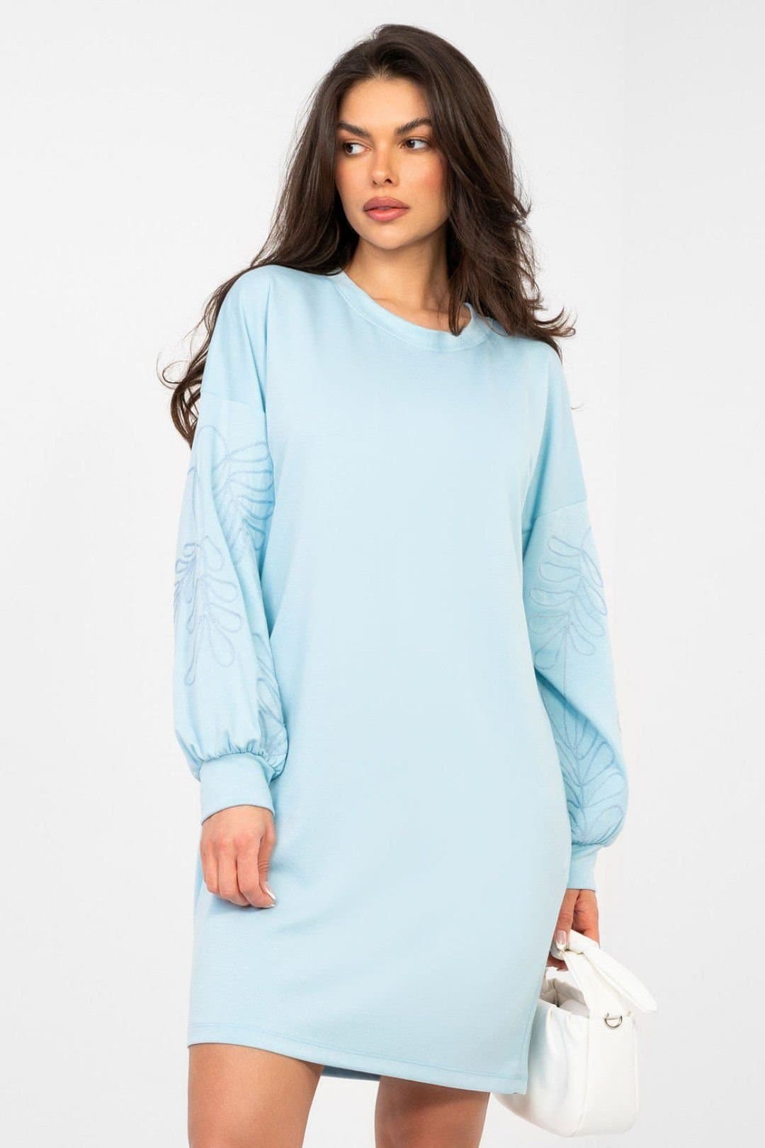 Love Lace Love Lace Women's Soft Viscose Mini Dress with Embroidery in Blue