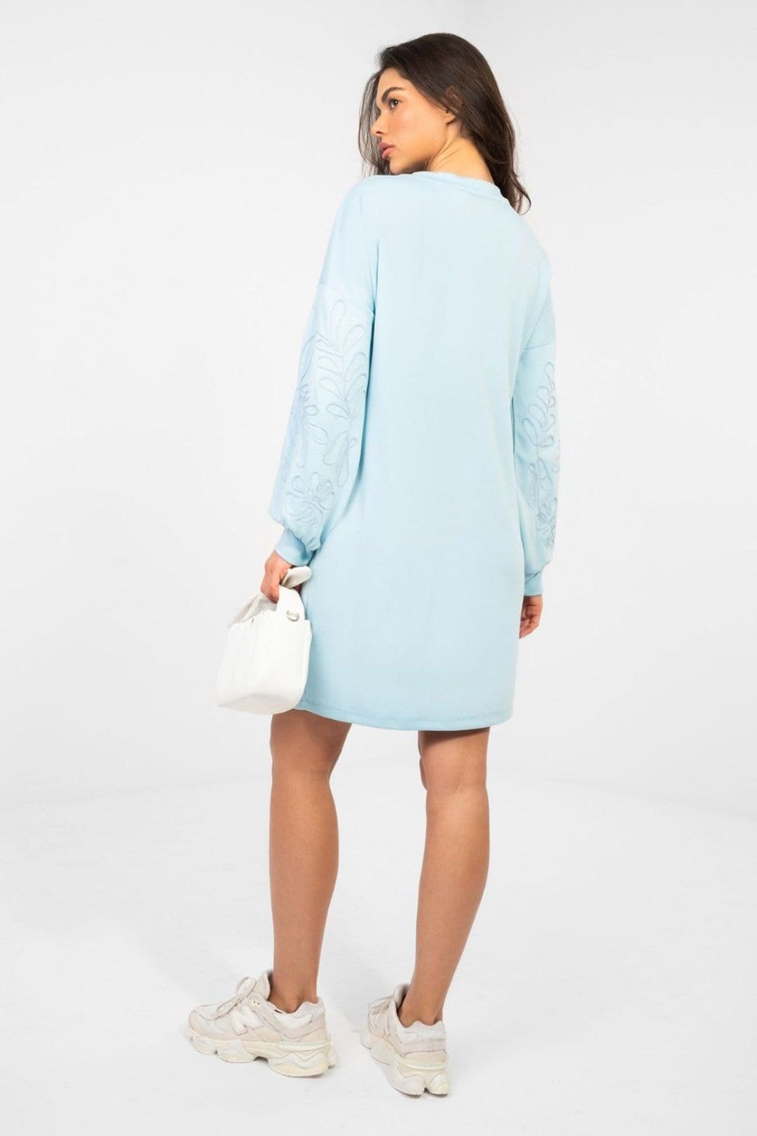 Love Lace Love Lace Women's Soft Viscose Mini Dress with Embroidery in Blue - 4