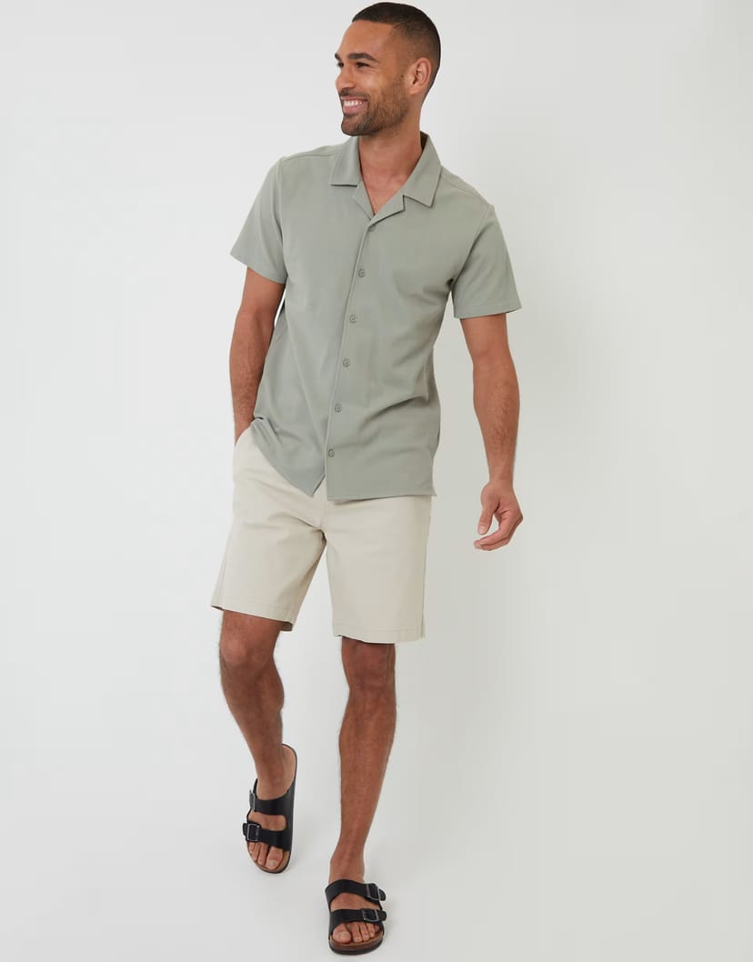 ASOS Threadbare short sleeve shirt in sage green - 1