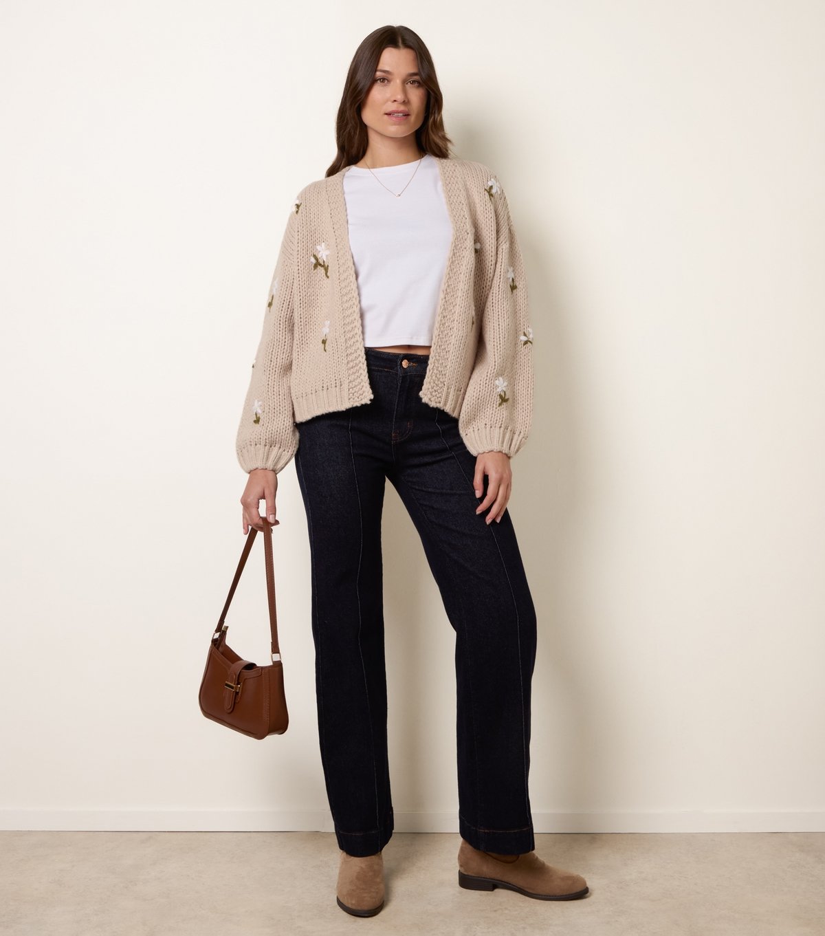 Blue Vanilla Women's Stone Embroidered Daisy Cardigan Blue Vanilla New Look - 2