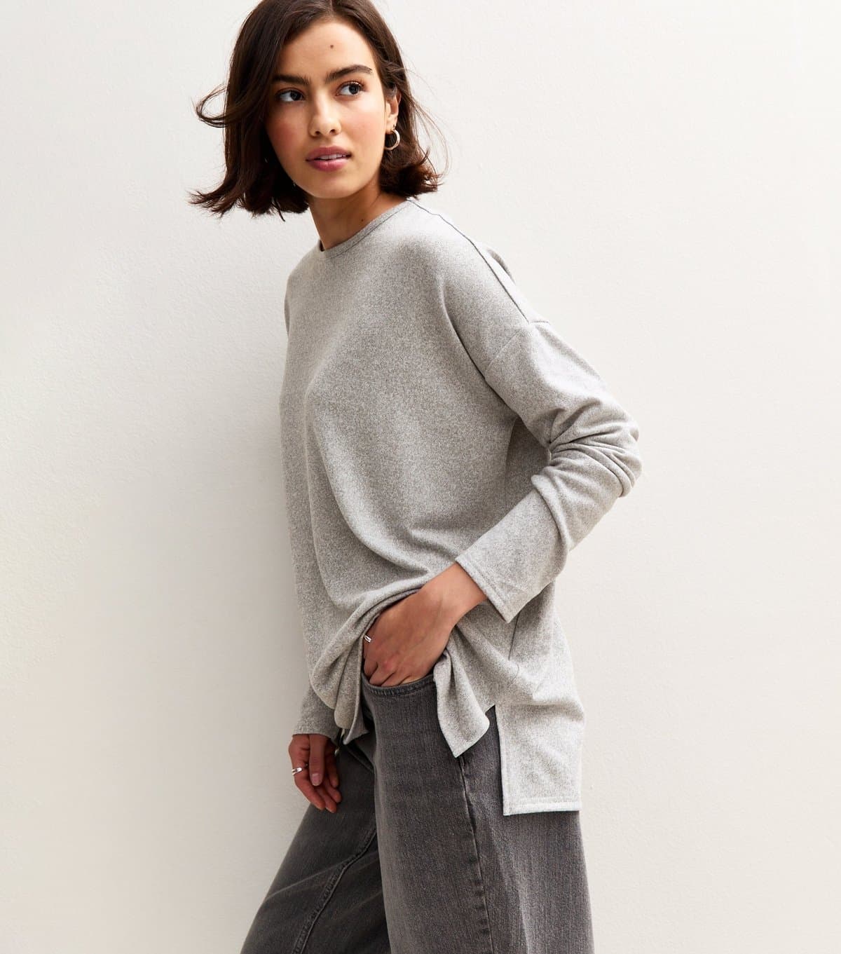 New Look New Look Grey Soft Touch Long Sleeve Top
