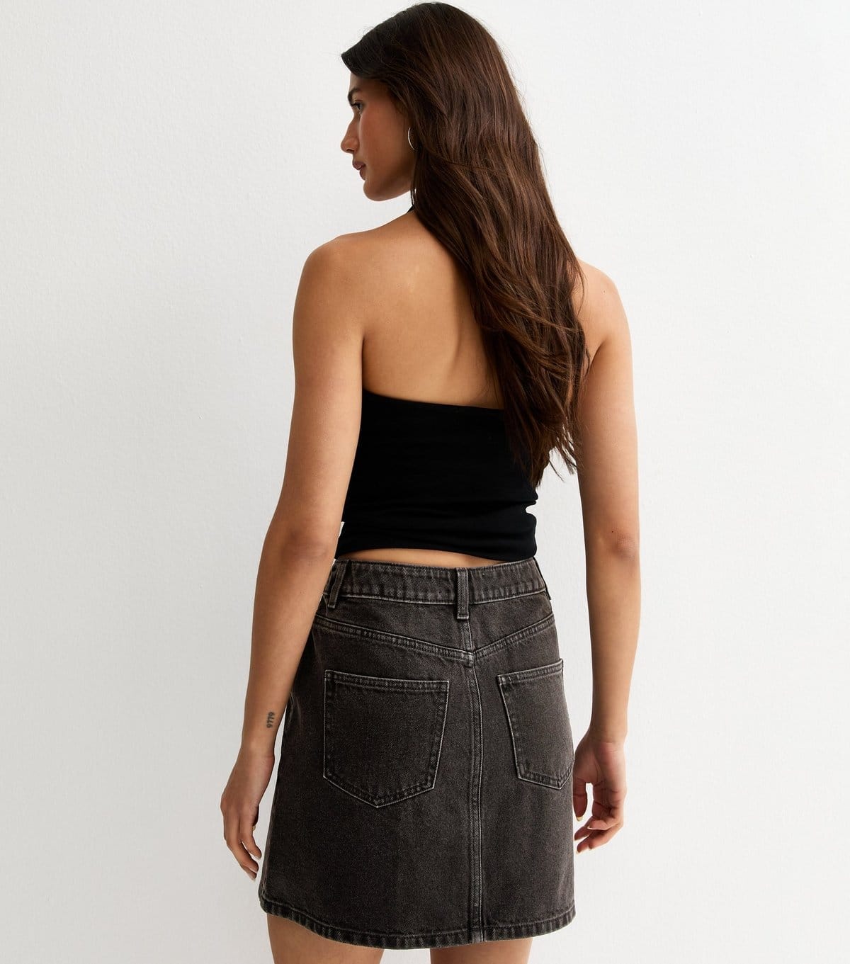 New Look Women's Black Denim A-Line Mini Skirt New Look - 4