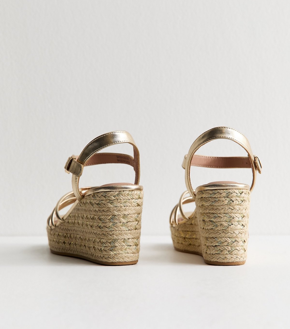 New Look Women's Gold Faux Leather Strappy Wedges Vegan New Look - 4