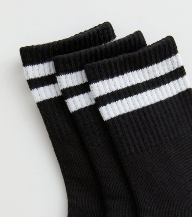 New Look Pack of 3 Black Contrast Stripe Ribbed Tube Ankle Socks New Look - 2