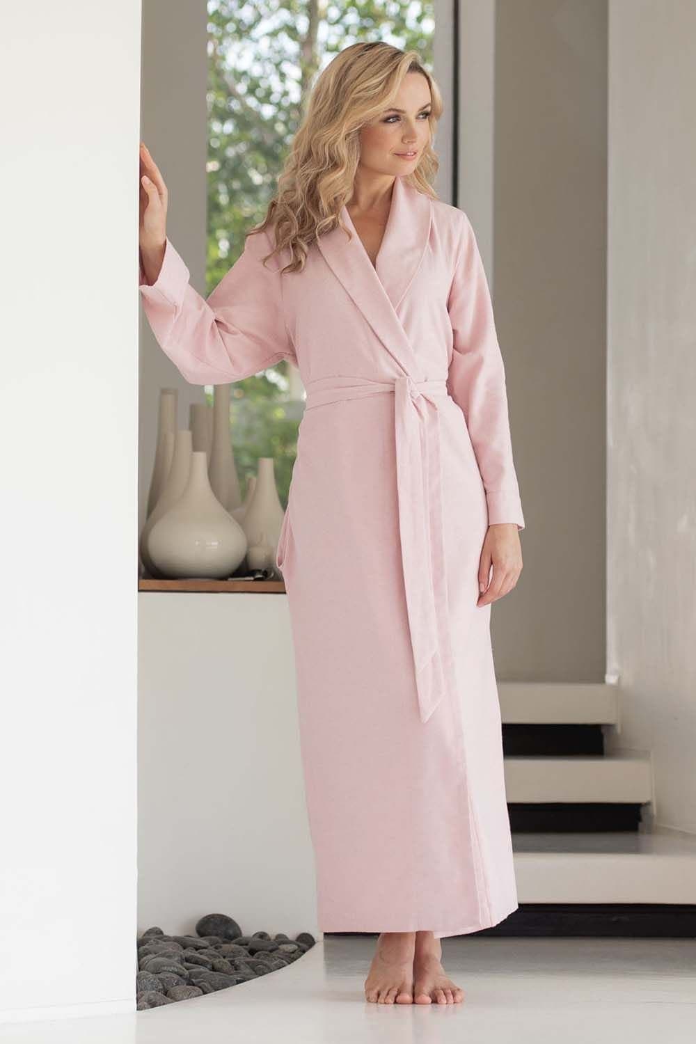 British Boxers British Boxers Light Pink Brushed Cotton Dressing Gown