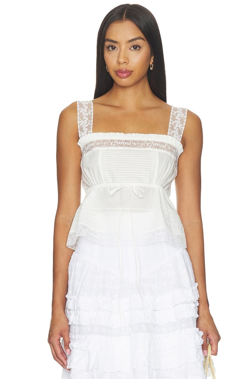 revolve Cotton Voile Lace Slip Top - 1