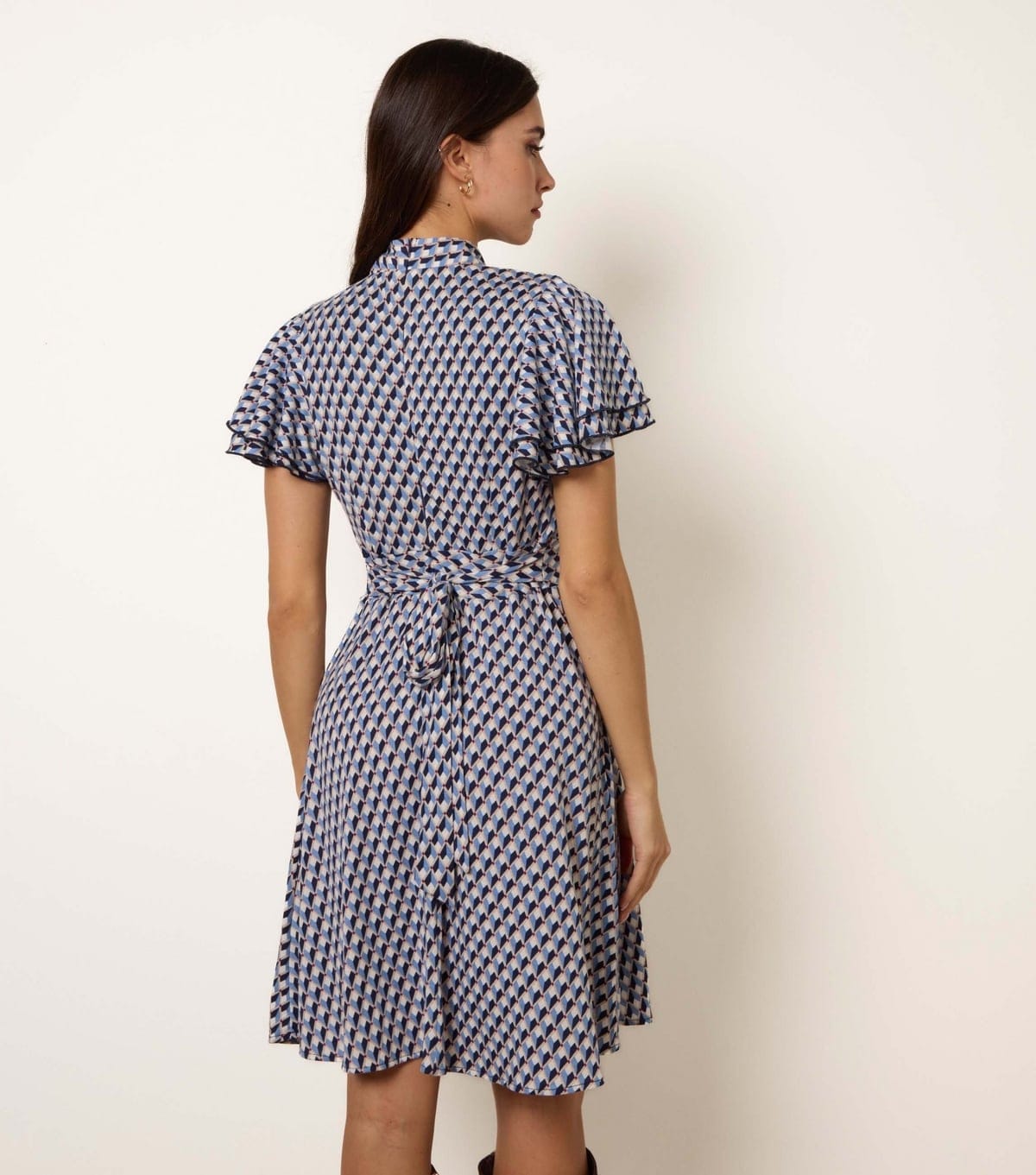 Blue Vanilla Women's Navy High Neck Angel Sleeve Mini Dress Blue Vanilla New Look - 4