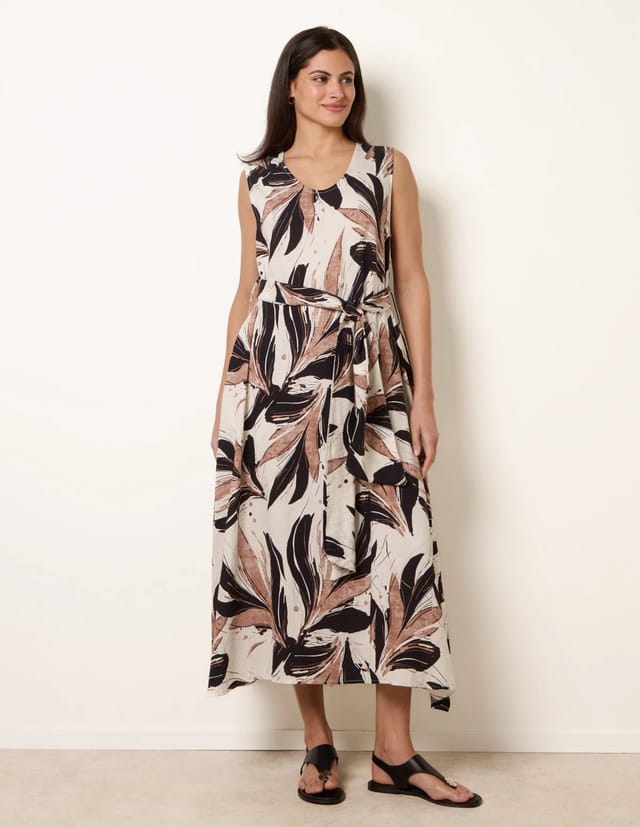 Blue Vanilla Leaf Print Dress - 2