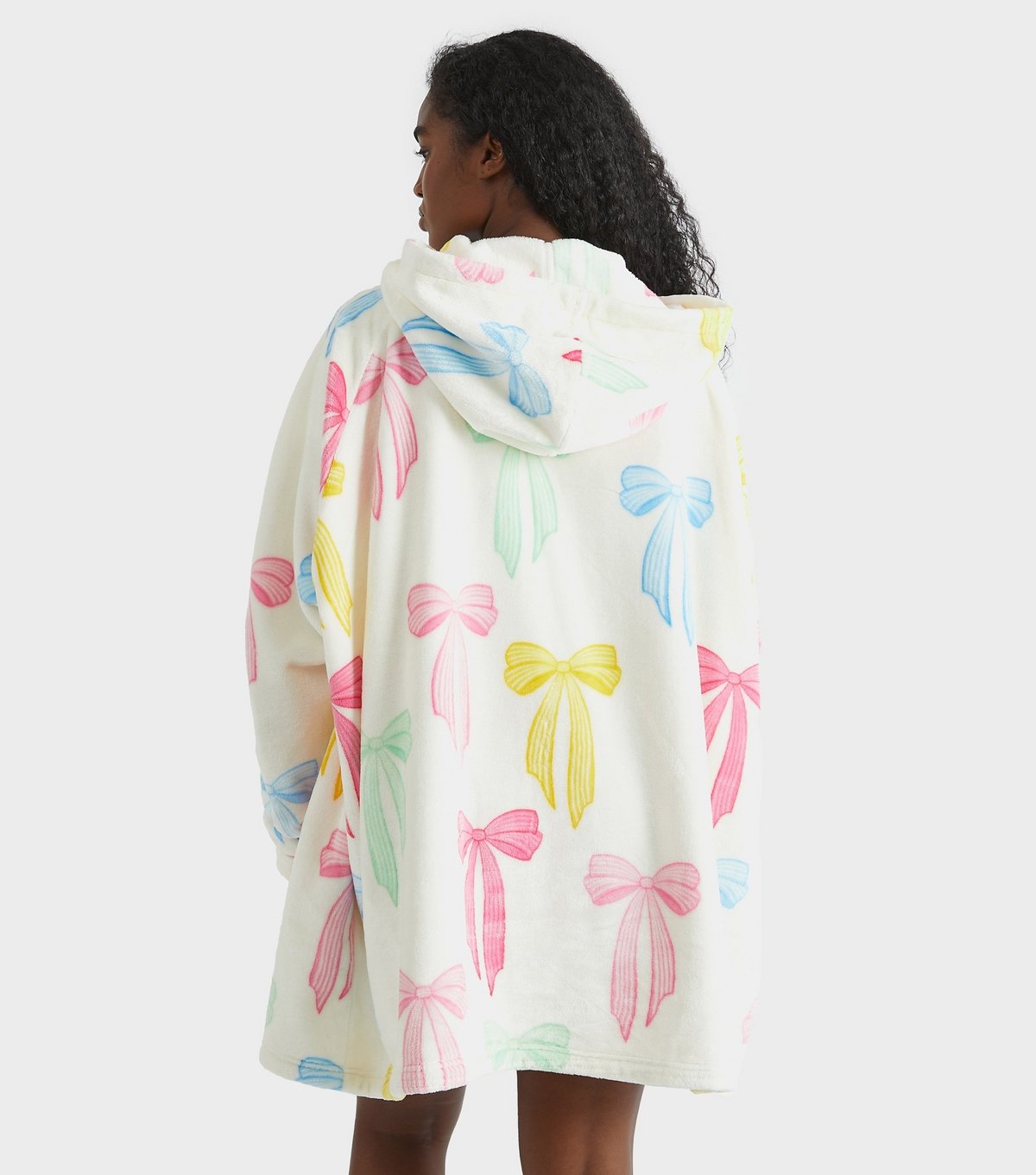 Skinnydip Women's White Bow Print Fleece Blanket Hoodie Skinnydip New Look - 4