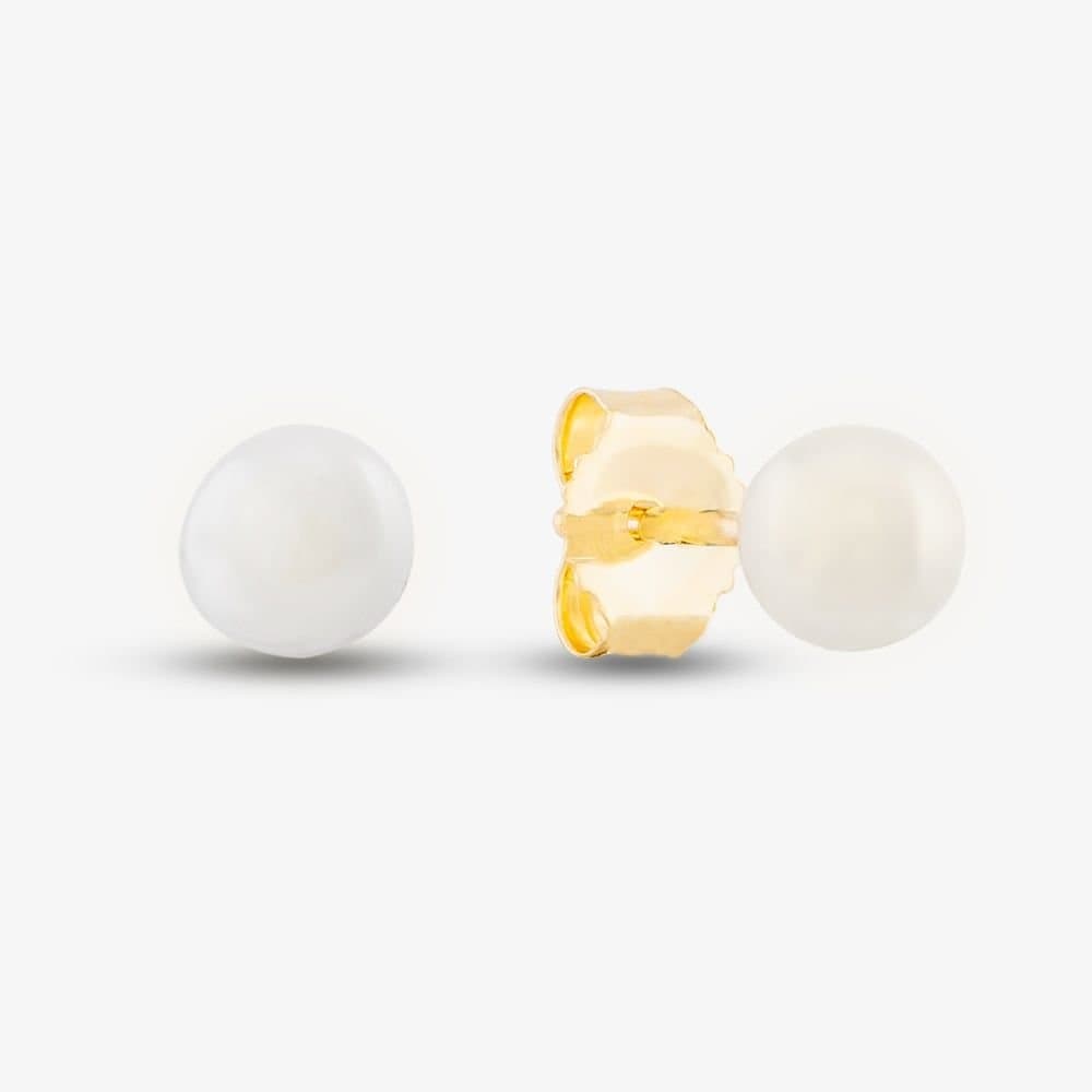 T.H.Baker T.H.Baker Women's 9ct Yellow Gold Freshwater Pearl Stud Earrings EOZ101SD in White