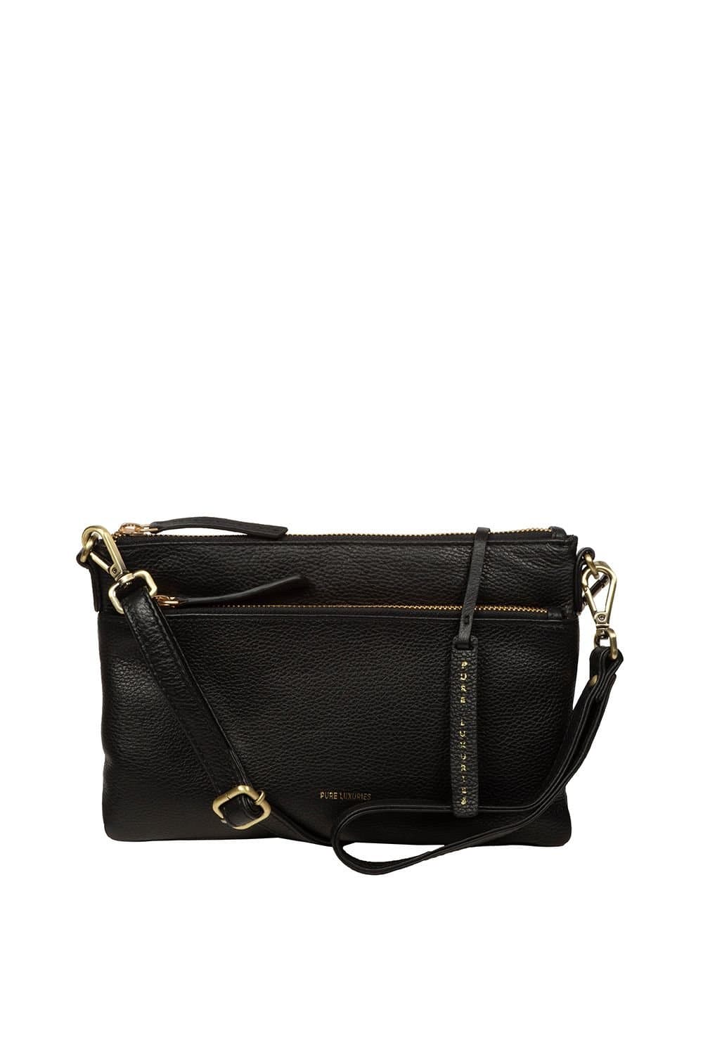 Pure Luxuries London Pure Luxuries London Black Leather Clutch & Cross Body Bag