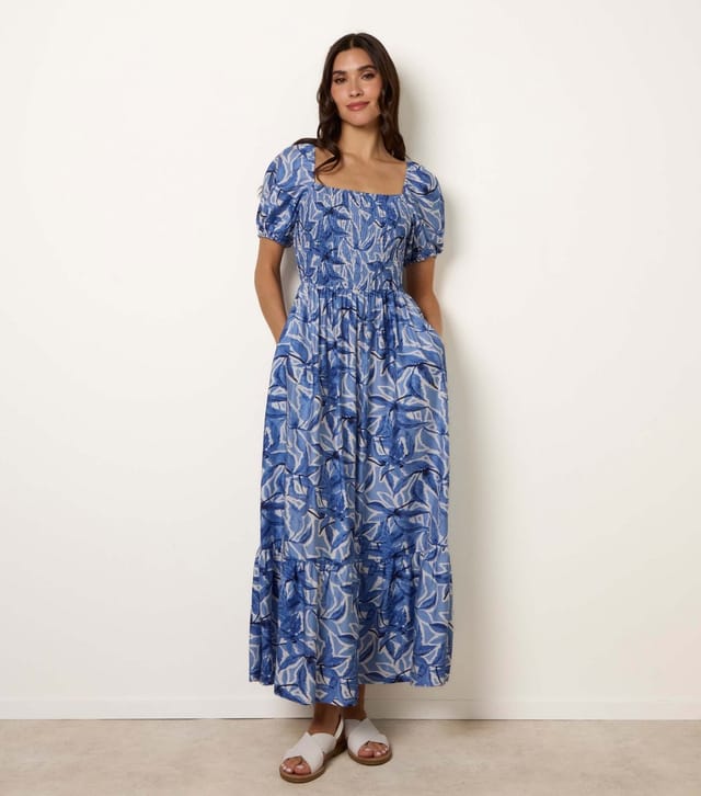 Blue Vanilla Women's Blue Square Neck Midi Dress Blue Vanilla New Look - 2