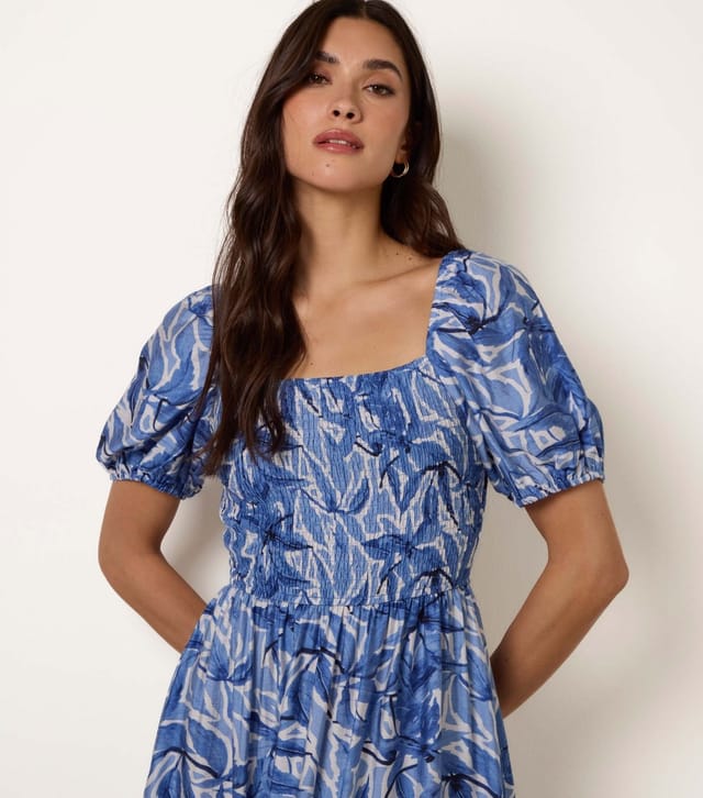 Blue Vanilla Women's Blue Square Neck Midi Dress Blue Vanilla New Look - 3