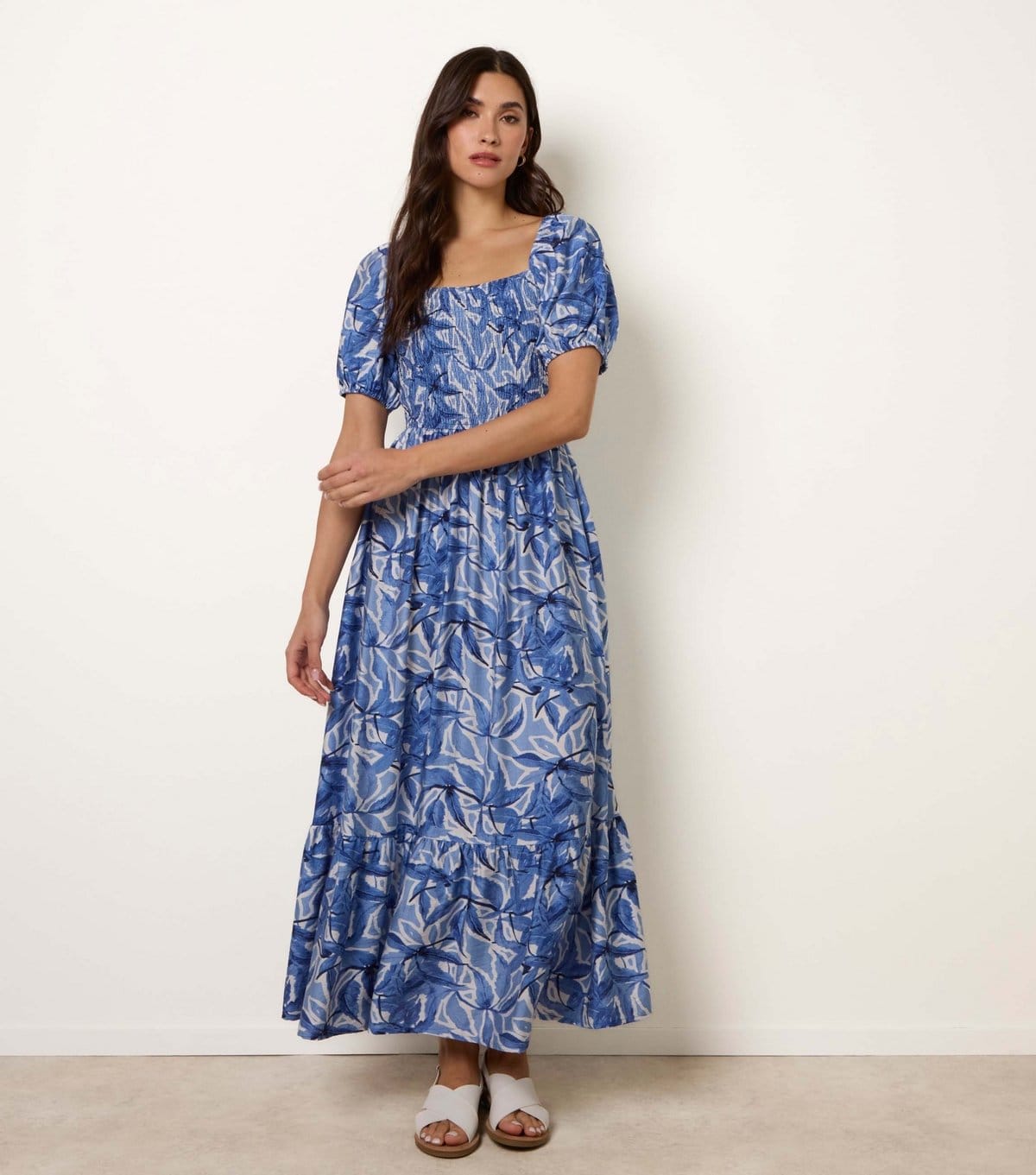 Blue Vanilla Women's Blue Square Neck Midi Dress Blue Vanilla New Look - 4