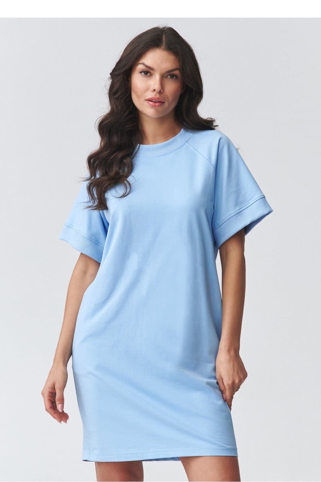 Love Lace Love Lace Women's Oversized Sweatshirt Dress With Pockets in Blue