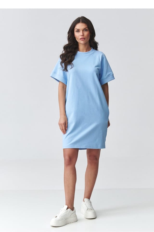 Love Lace Love Lace Women's Oversized Sweatshirt Dress With Pockets in Blue - 2