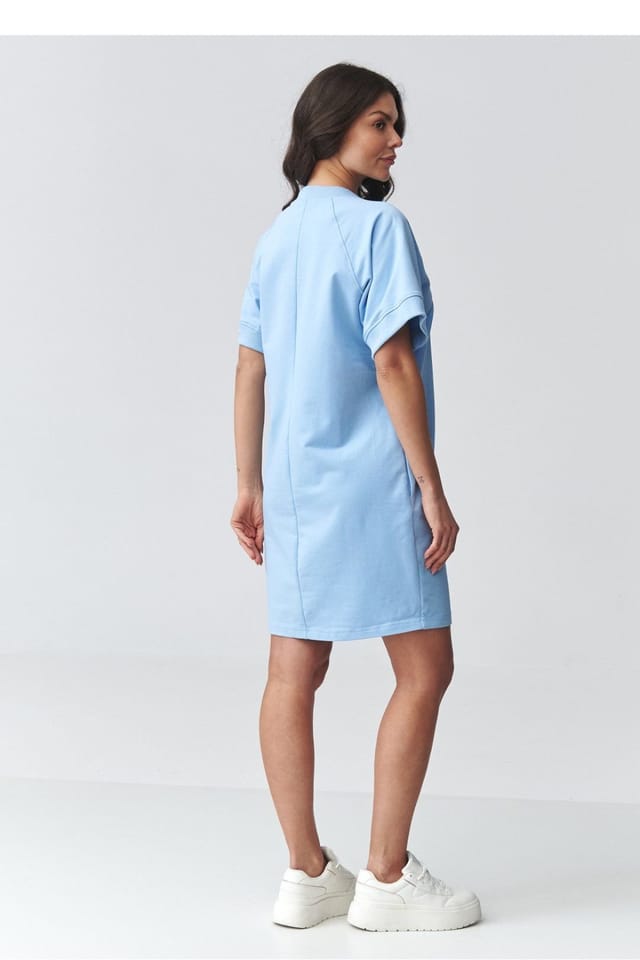 Love Lace Love Lace Women's Oversized Sweatshirt Dress With Pockets in Blue - 3