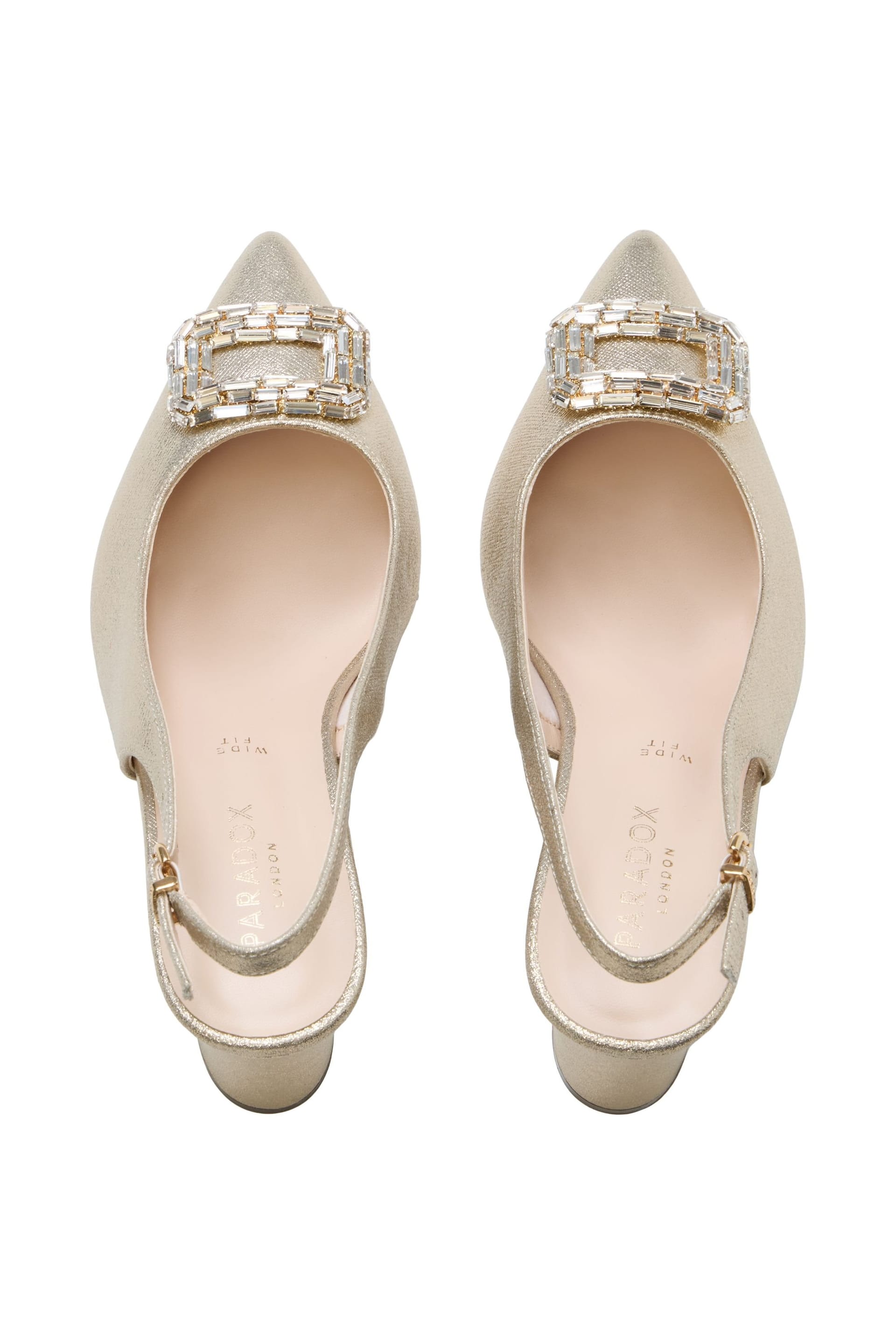 Paradox London Paradox London Women's Gabriella' Wide Fit Block Heel Slingback Shoes in Gold - 4