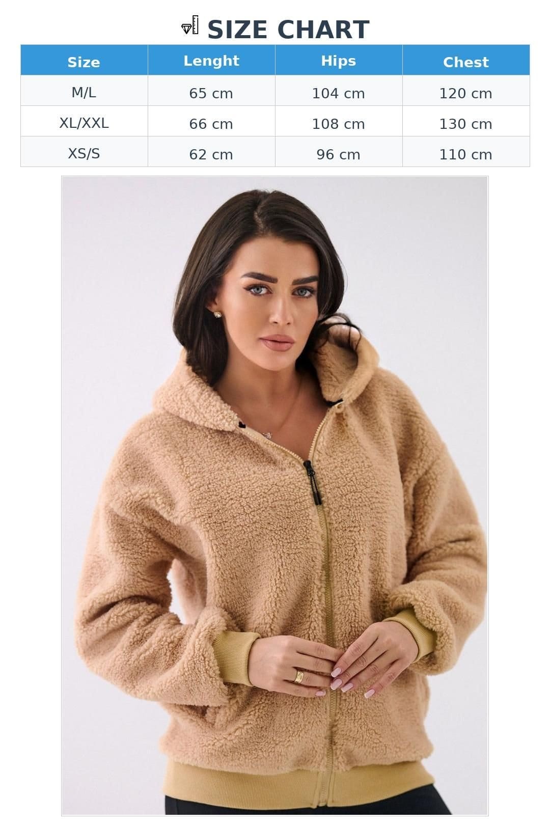 Love Lace Love Lace Women's Sheep Style Casual Zip Hooded Sweatshirt in Beige - 4