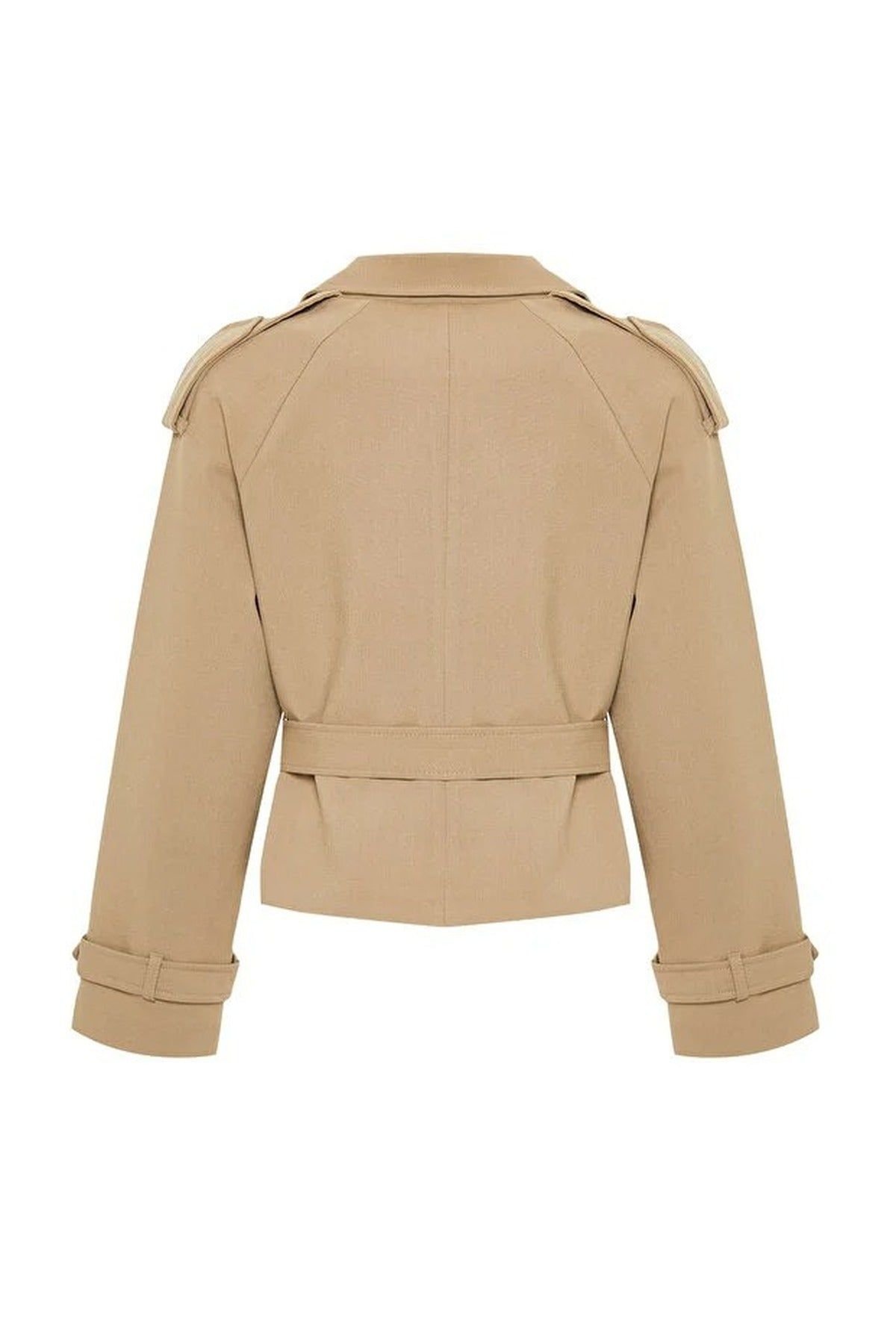 WOVCOR WOVCOR Women's Belted Double Breasted Tailored Blazer Jacket in Taupe - 3