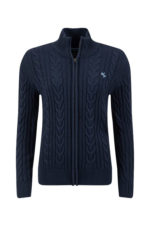 Weird Fish Weird Fish Women's Lunenne Full Zip Cable Knit in Navy - 2