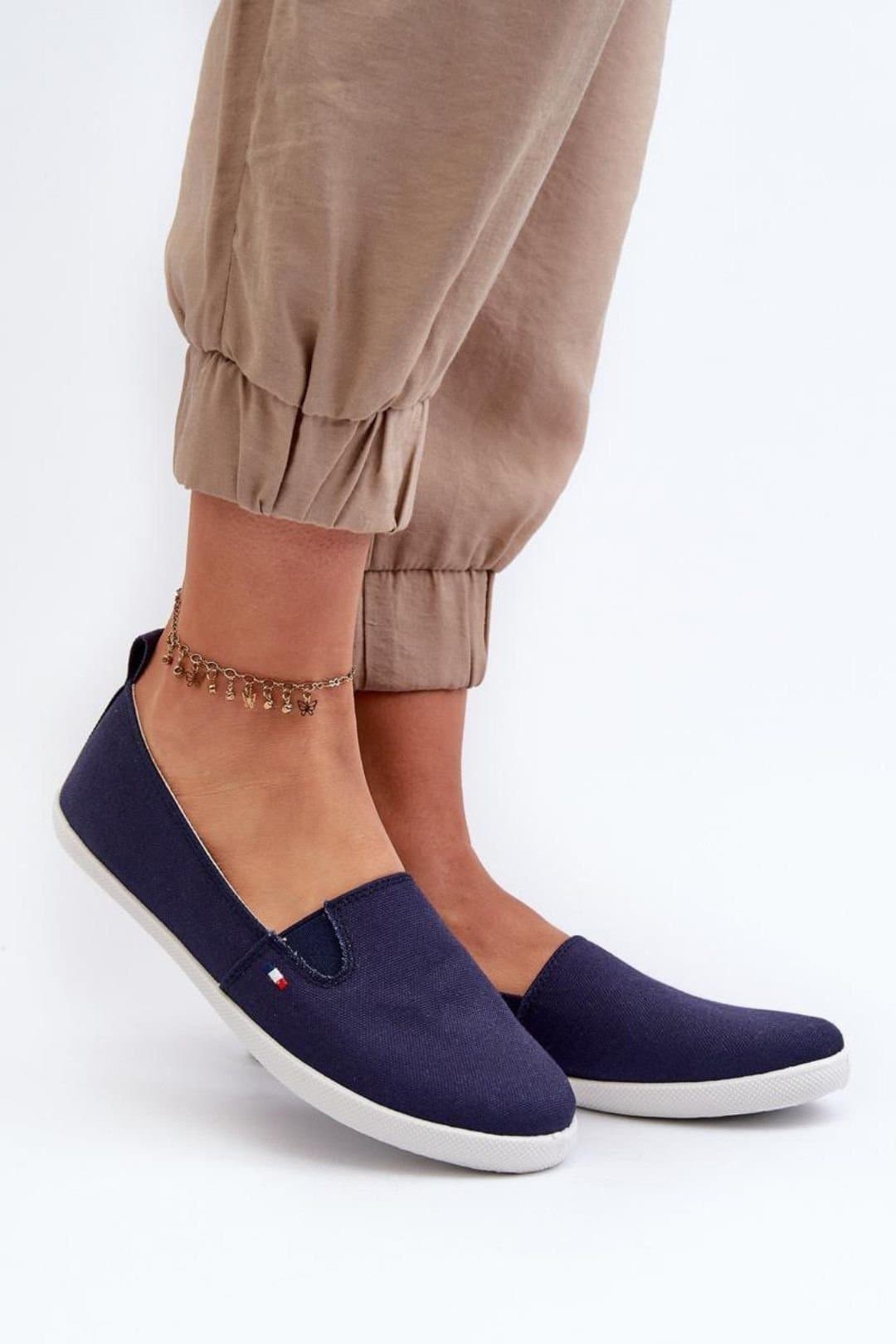 Love Lace Love Lace Women's Slip On Textile Tennis Shoes with Soft Insole for Comfort in Blue