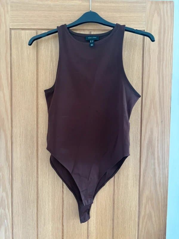 New Look Chocolate brown bodysuit vest