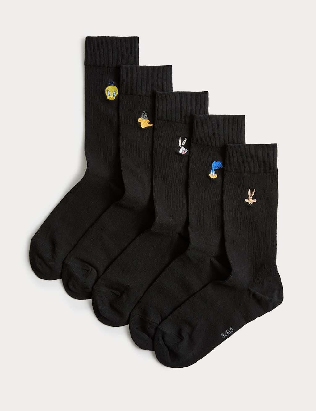 Marks & Spencer M&S 5 Pack Cotton Rich Looney Tunes™ Socks Black Mix