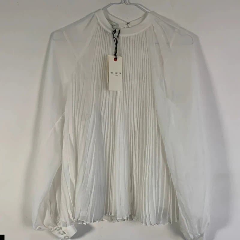 Ted Baker Ted baker chiffon pleated blouse new BNWT ivory white size 6 Ted 0 £130