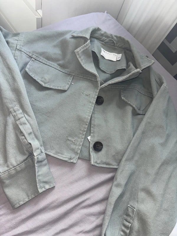 ASOS Sage Green Cropped Denim Jacket
