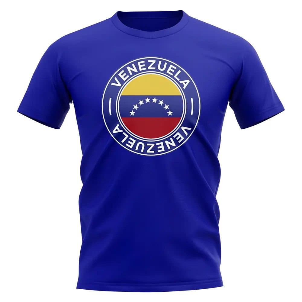 Venezuela Venezuela Men's Personalised Football Badge T-Shirt Royal in Blue