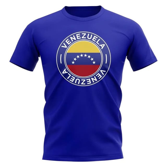 Venezuela Venezuela Men's Personalised Football Badge T-Shirt Royal in Blue - 2