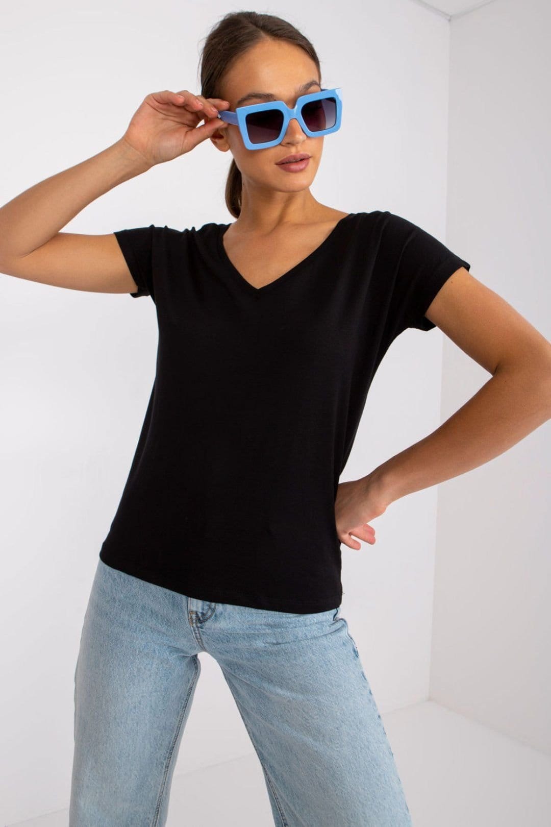 Love Lace Black Short Sleeve Heart Neck T-Shirt