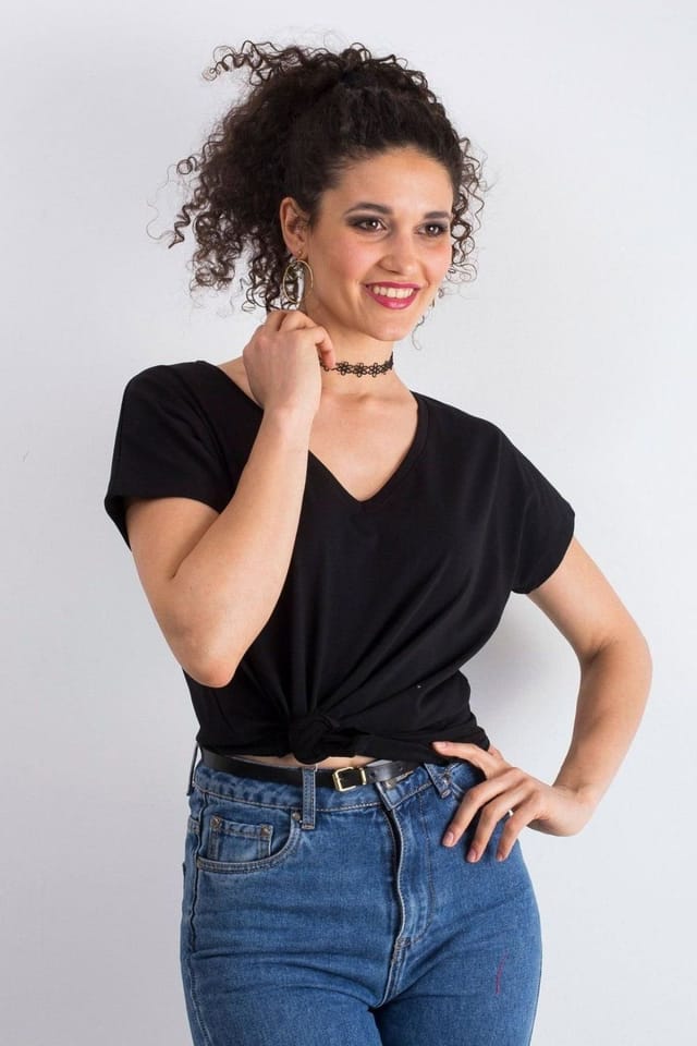 Love Lace Love Lace Women's Short Sleeve Heart Neck T-Shirt for Any Occasion Style 168500 in Black - 2