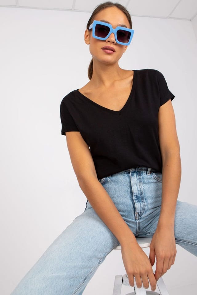 Love Lace Love Lace Women's Short Sleeve Heart Neck T-Shirt for Any Occasion Style 168500 in Black - 3